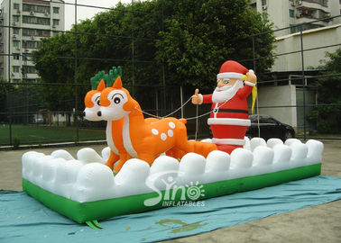 Outside Christmas Inflatables Jingle Bells / Father And Reindeers Running Together