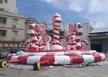 Giant Christmas Candy Cane Inflatable Amusement Park Bouncer For Kids And Adults Party Fun