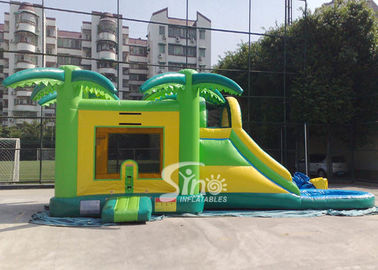 Big Outdoor Jungle Inflatable Boune Slide Combo with Water Pool and Palm Tree