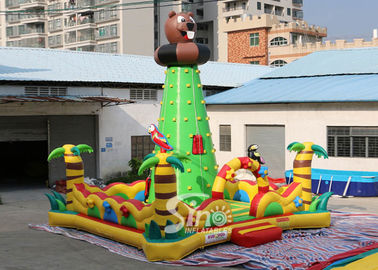 7m High Jungle Bear Kids Inflatable Rock Climbing Wall For Outdoor Games