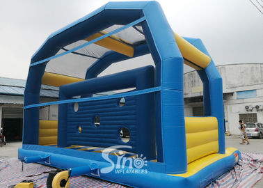 Kids N Adults Inflatable Sports Games Football Goal Shoot With Big Jumping Pad For Interactive Games