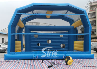 Kids N Adults Inflatable Sports Games Football Goal Shoot With Big Jumping Pad For Interactive Games