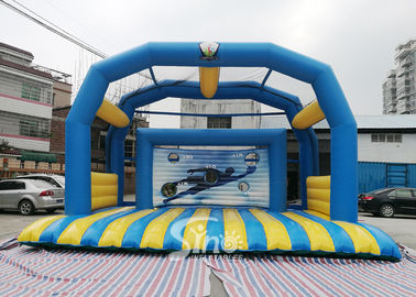 Kids N Adults Inflatable Sports Games Football Goal Shoot With Big Jumping Pad For Interactive Games