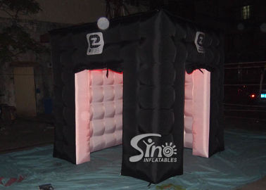 8x8 ft black cube colorful LED inflatable photo booth with custom logo printed