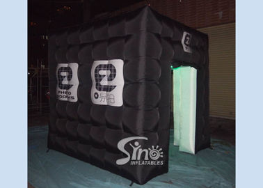 8x8 ft black cube colorful LED inflatable photo booth with custom logo printed