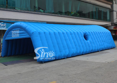 Blue Long Inflatable Tunnel Tent With Double N Quadruple Stitching