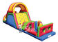 Outdoor commercial rainbow kids inflatable obstacle course with big slide suitable for inflatable rentals