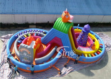 Giant blow up Cowbell Inflatable fun park with obstacle course racing lanes for inflatable theme park