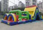 Outdoor big rainbow kids bounce inflatable obstacle course for commercial use