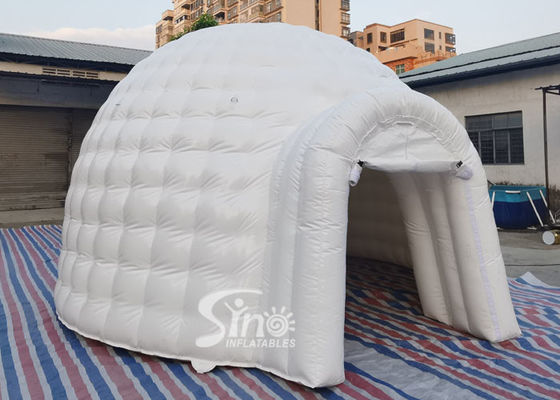 5m Portable Small White Party Inflatable Igloo Dome Tent With Entrance Tunnel Made Of Shining Pvc Tarpaulin