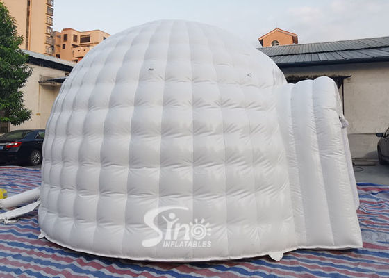 5m Portable Small White Party Inflatable Igloo Dome Tent With Entrance Tunnel Made Of Shining Pvc Tarpaulin