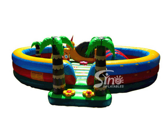 8x6 meters Jungle Theme Kids Inflatable Fun Park with Slide For Indoor ...