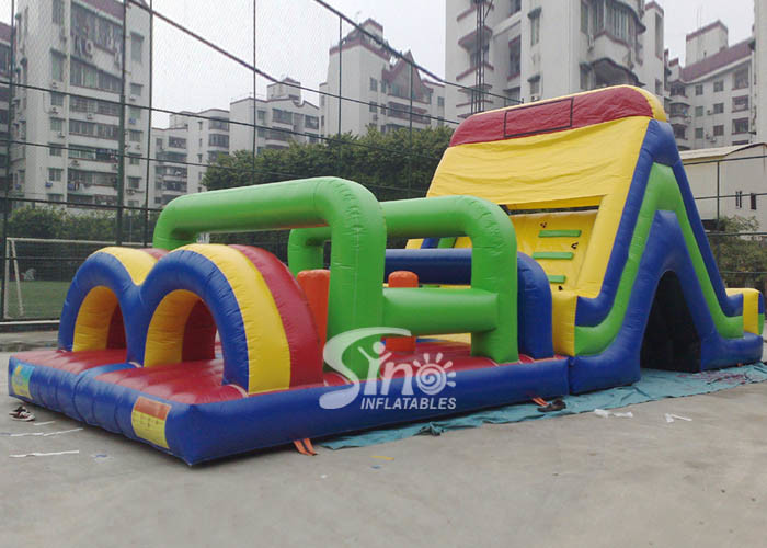 Outdoor big rainbow kids bounce inflatable obstacle course for ...