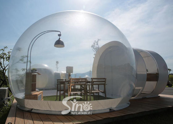 Outdoor 5m Clear Top Resort Inflatable Bubble Camping Tent With Steel Frame Capsule Tunnel For Glamping