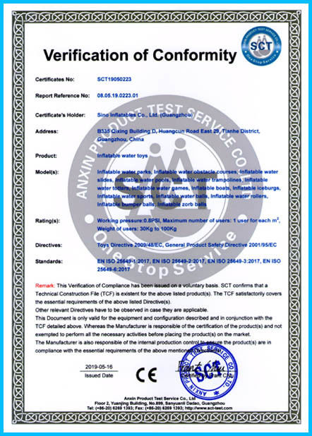 China Sino Inflatables Co., Ltd. (Guangzhou) Certification